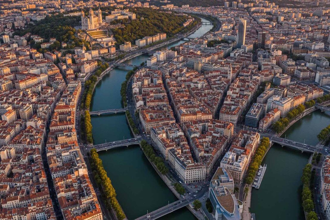Paysage urbain de Lyon et sa région
