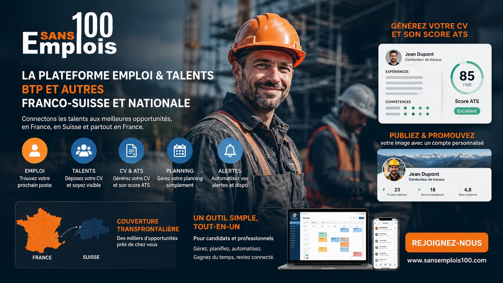La plateforme emploi & talents BTP, transfrontalière Franco-Suisse et nationale
