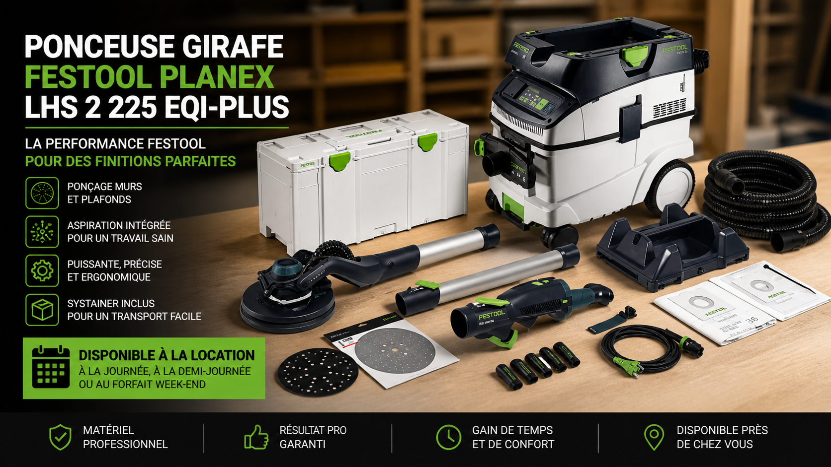 Ponceuse girafe FESTOOL PLANEX LHS 2 225 – Finition parfaite sans effort