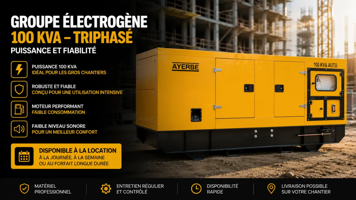 Groupe électrogène 100 KVA triphasé – Puissance et fiabilité pour tous vos chantiers